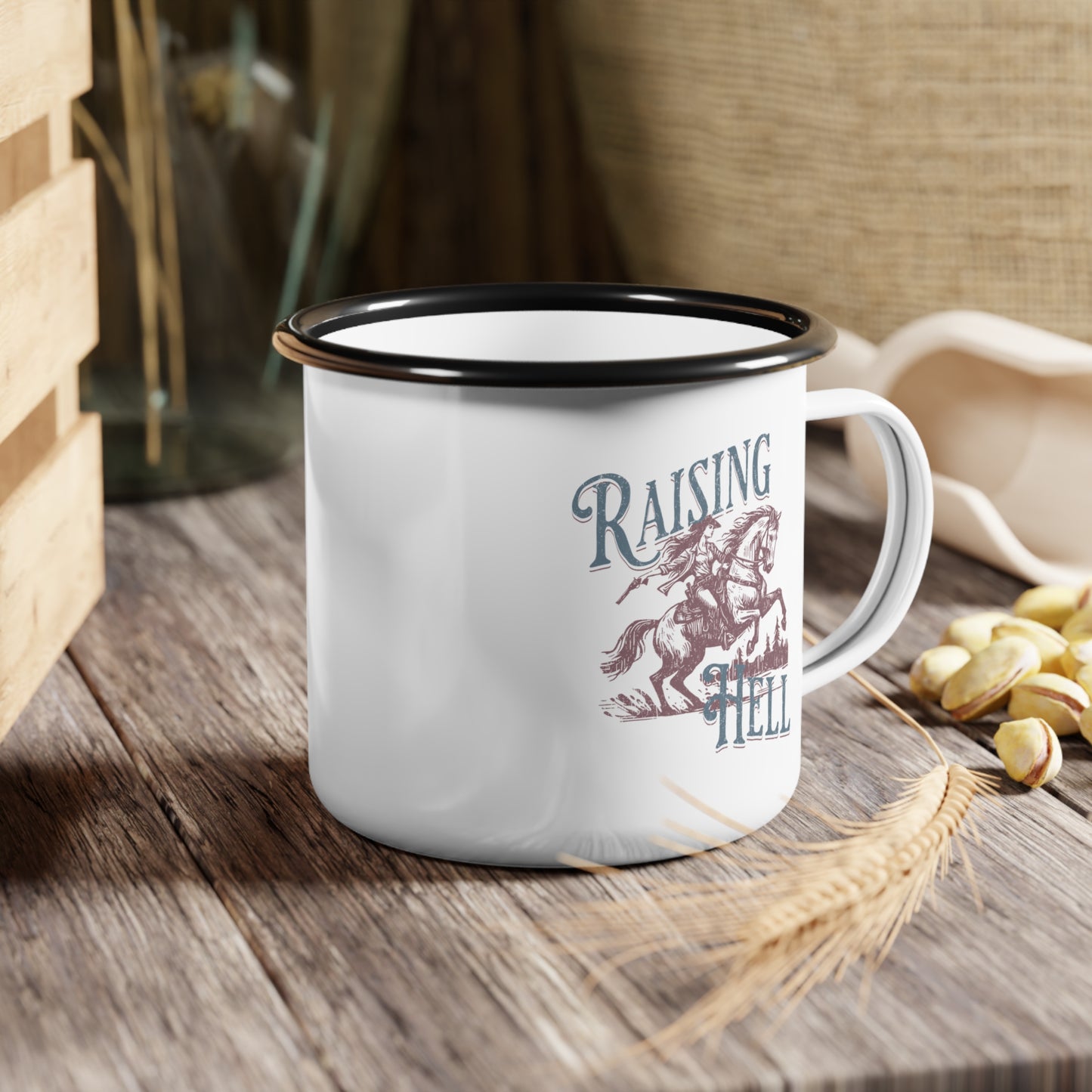 Camp Cup - Raising Hell Cowgirl Enamel Mug