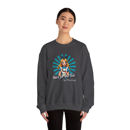 Here for the Tea Front Print - Unisex Heavy Blend™ Crewneck Sweatshirt