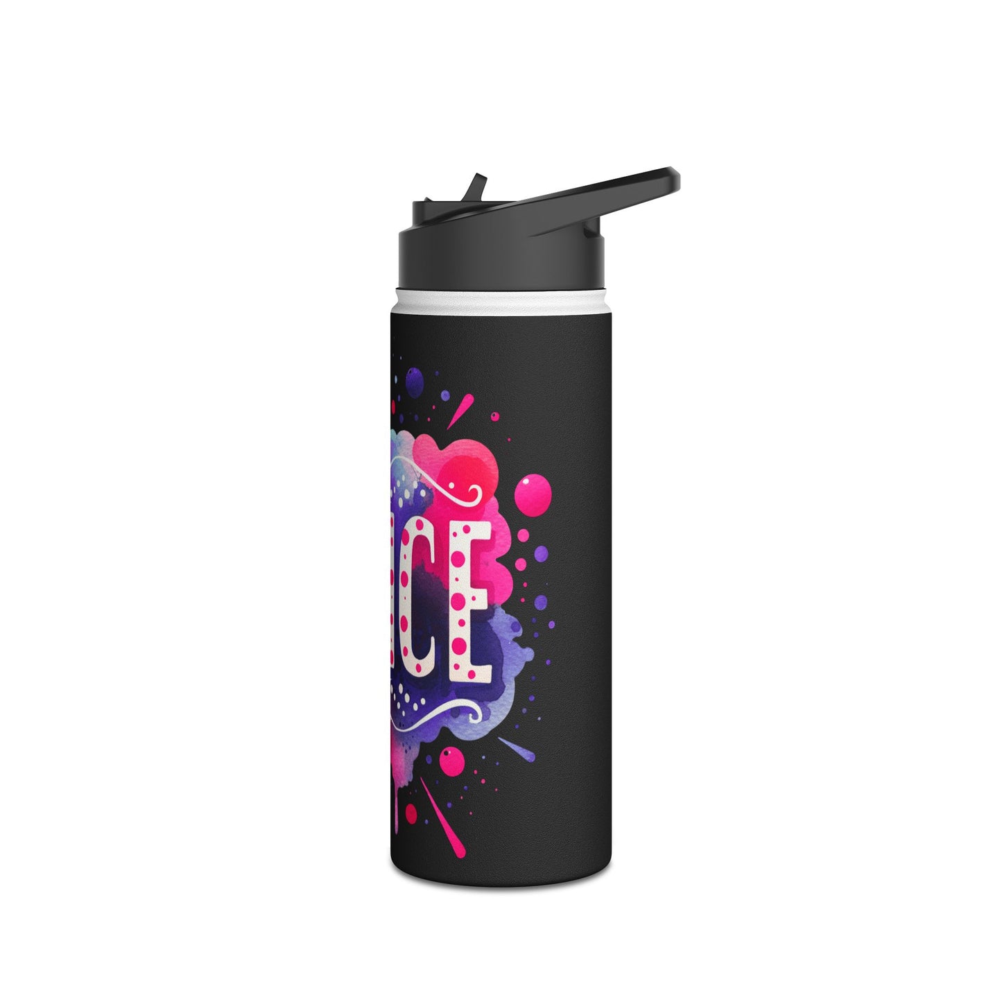 Dance Black Stainless Steel Water Bottle, Standard Lid