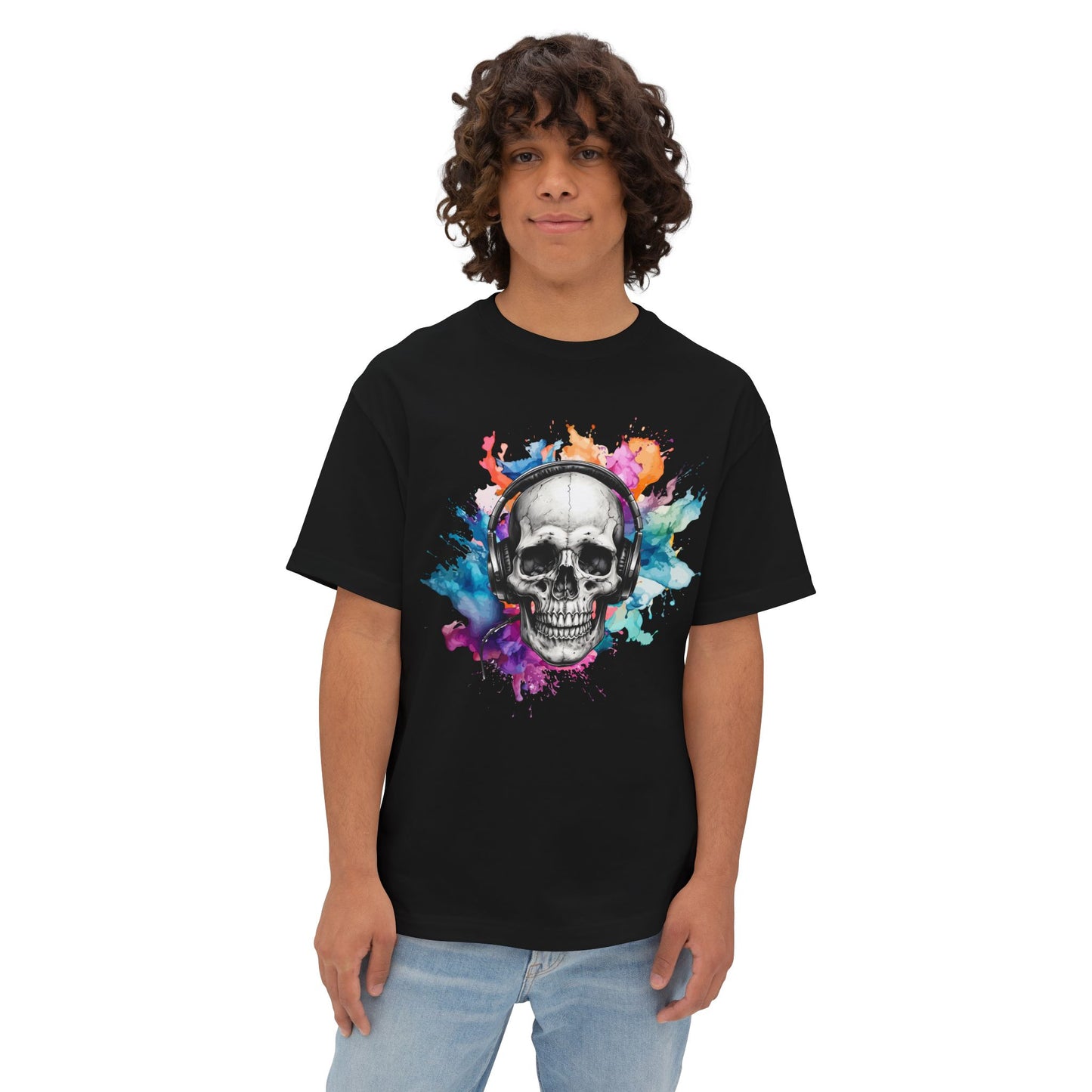 Watercolor Splash Skull Boxy Tee