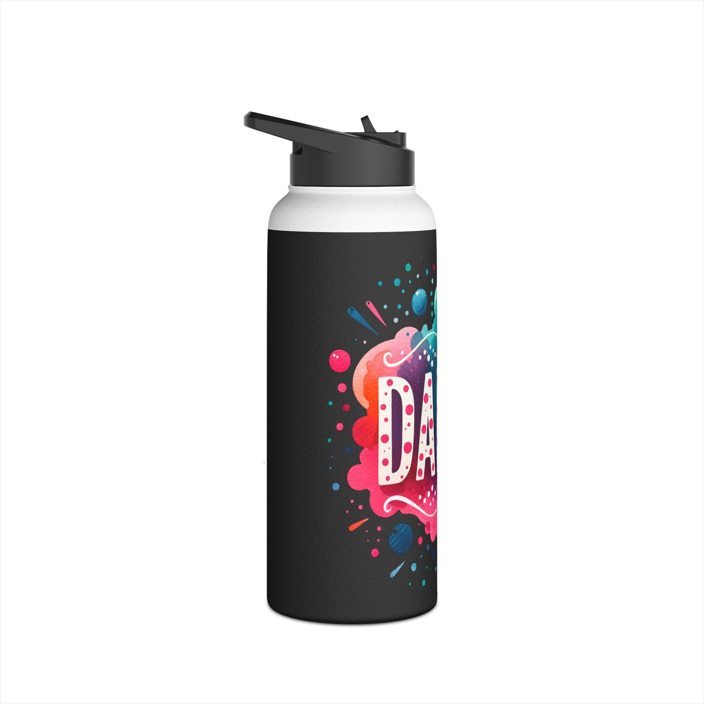 Dance Black Stainless Steel Water Bottle, Standard Lid