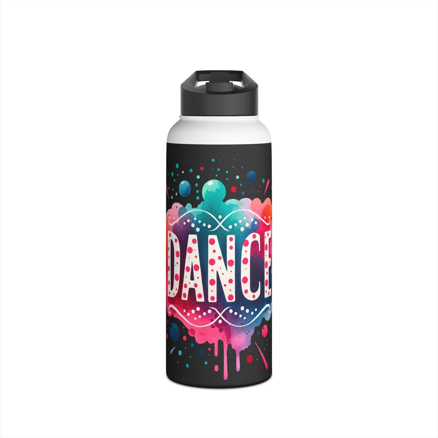 Dance Black Stainless Steel Water Bottle, Standard Lid