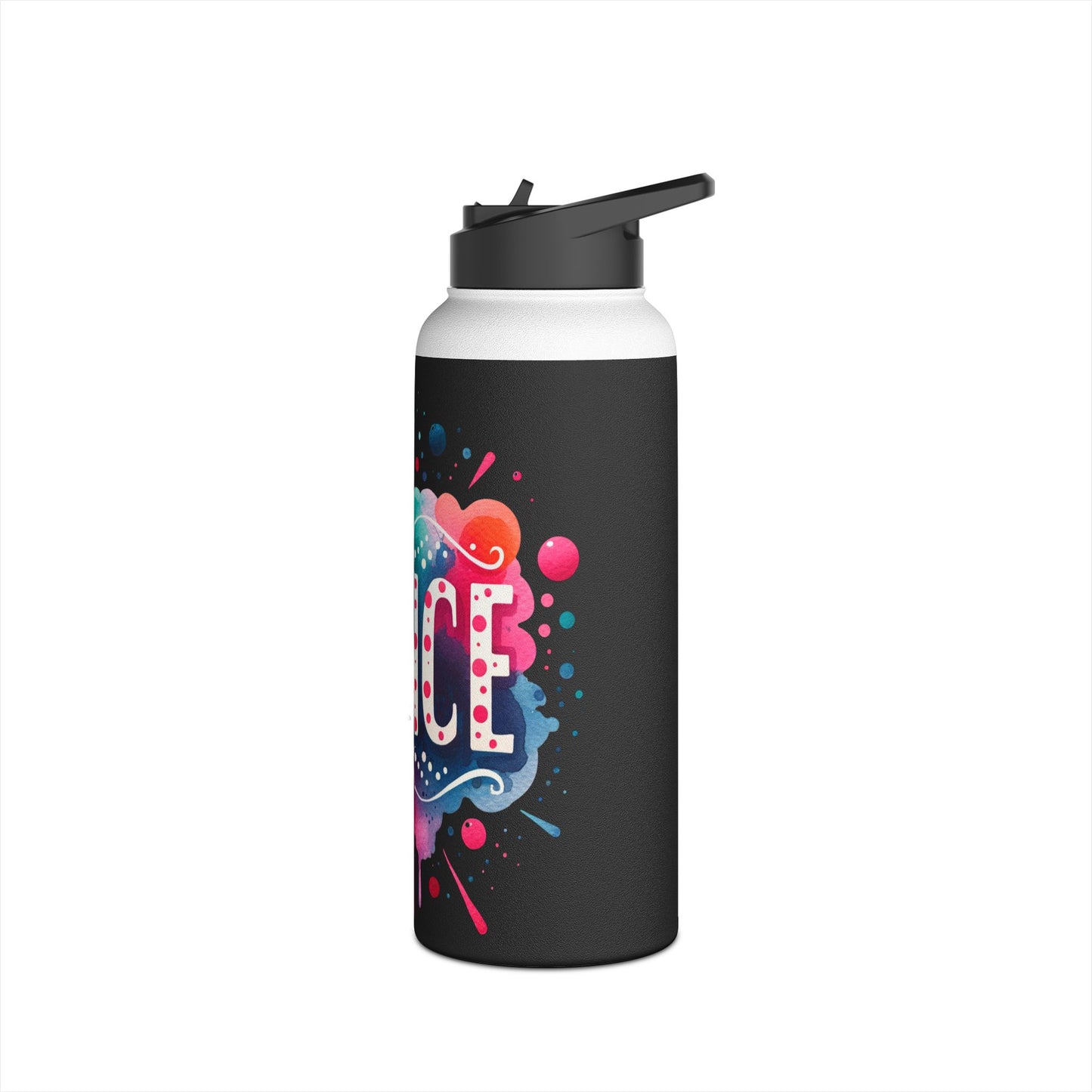 Dance Black Stainless Steel Water Bottle, Standard Lid