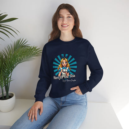 Here for the Tea Front Print - Unisex Heavy Blend™ Crewneck Sweatshirt