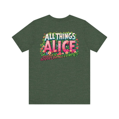 Floral Design Back Print - All Things Alice - Unisex Jersey Short Sleeve Tee