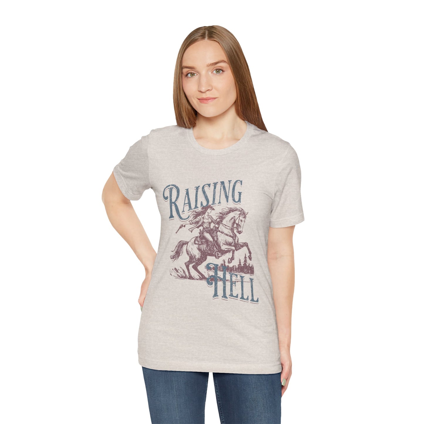 Raising Hell Cowgirl - Unisex Jersey Short Sleeve Tee