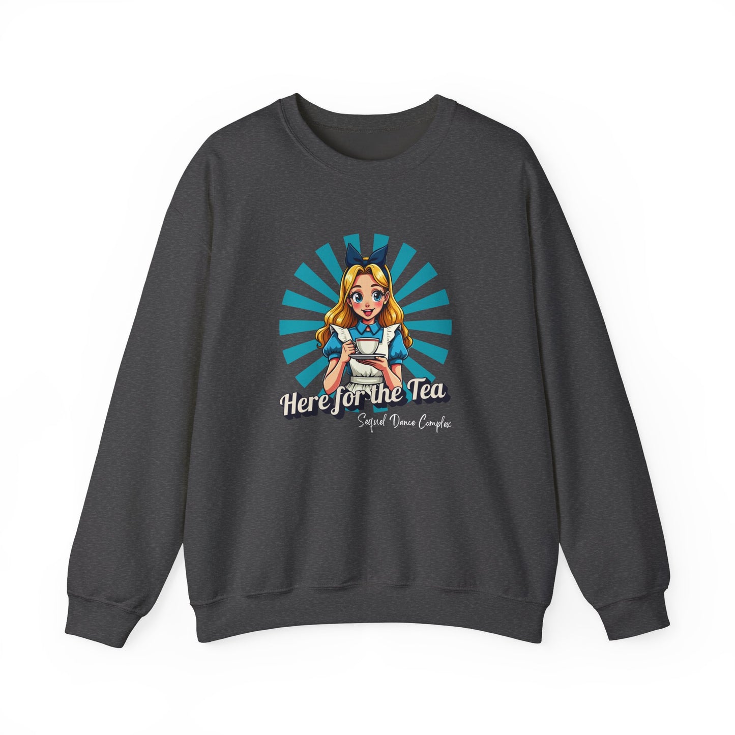 Here for the Tea Front Print - Unisex Heavy Blend™ Crewneck Sweatshirt