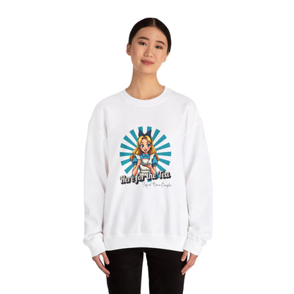 Here for the Tea Front Print - Unisex Heavy Blend™ Crewneck Sweatshirt