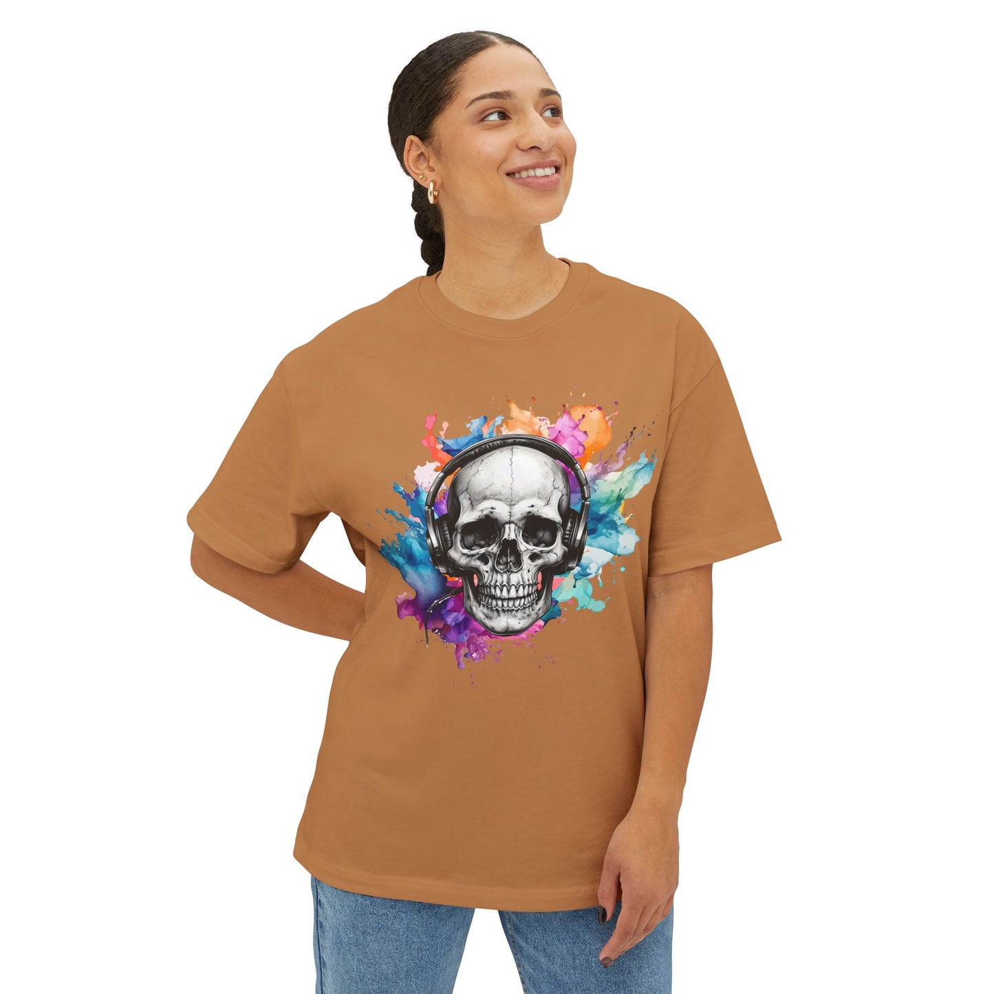 Watercolor Splash Skull Boxy Tee