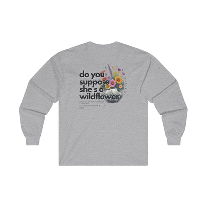 Wildflower Disco Flowers Back Print - Small Left Chest Logo - Long Sleeve Tee - Unisex Ultra Cotton