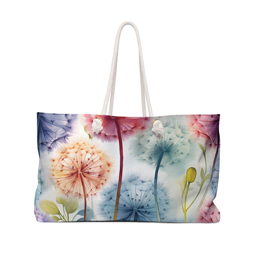 Watercolor Dandelion Weekender Bag