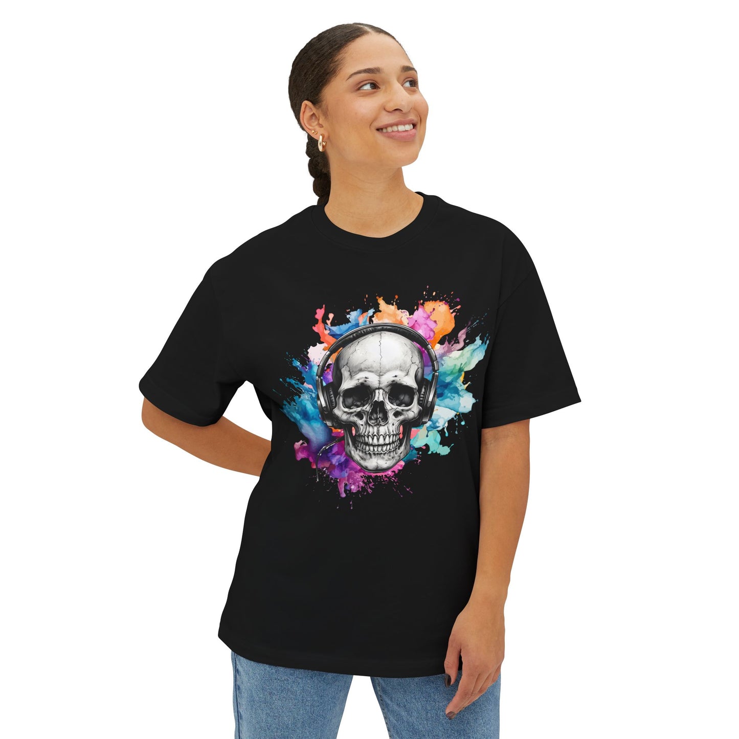 Watercolor Splash Skull Boxy Tee