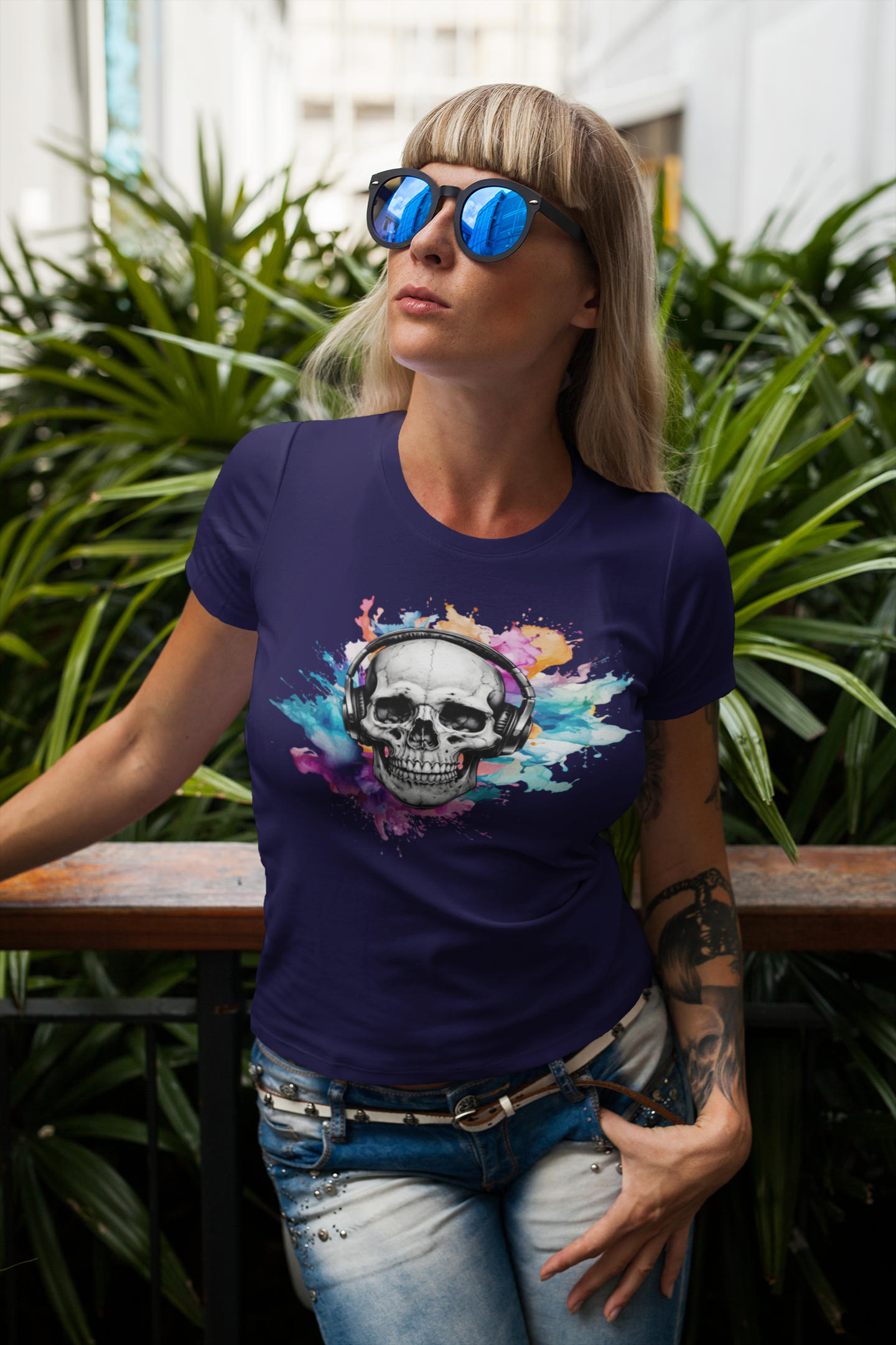 Skull Headphones Tee Express Delivery available