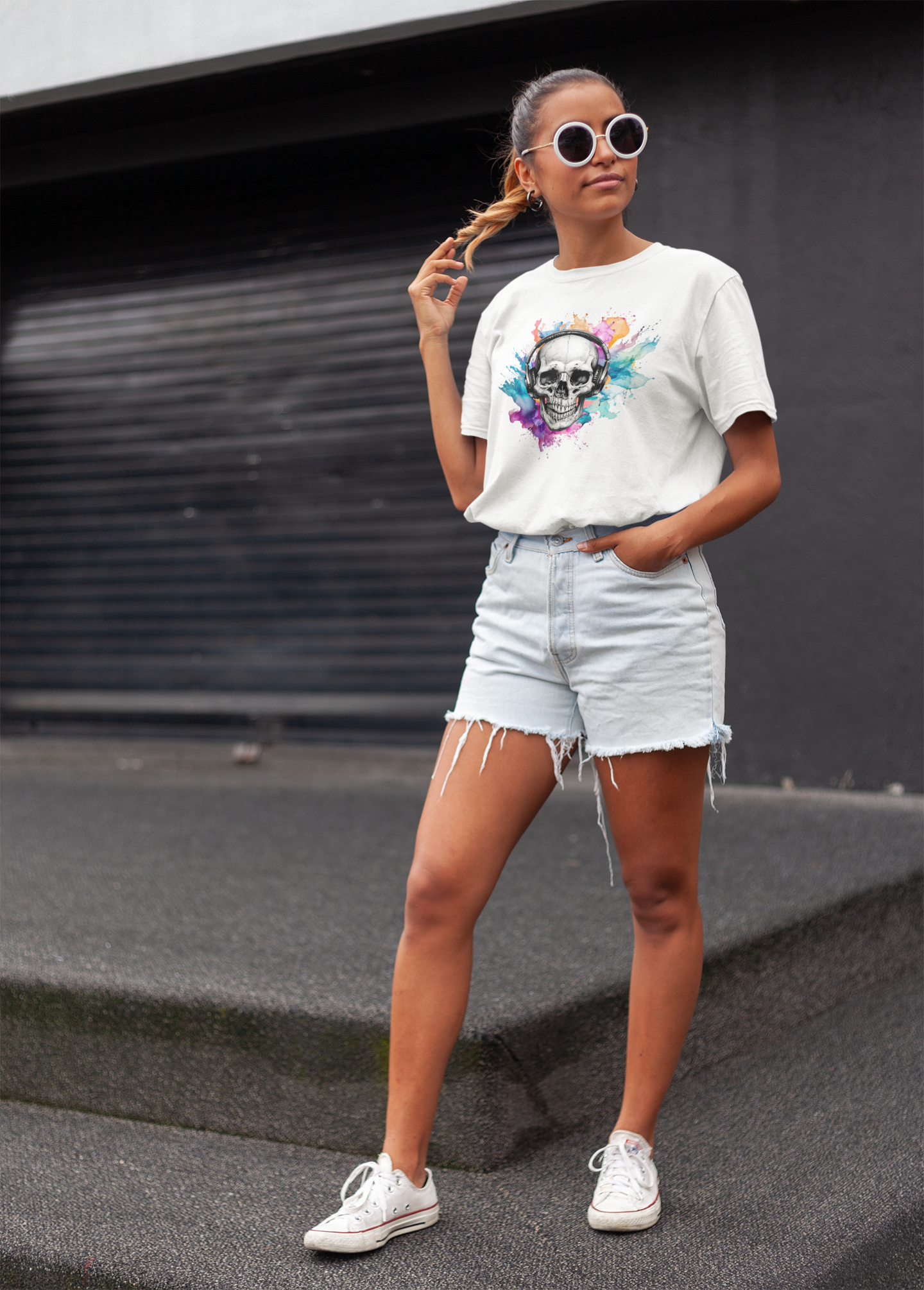 Skull Headphones Tee Express Delivery available