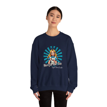 Here for the Tea Front Print - Unisex Heavy Blend™ Crewneck Sweatshirt