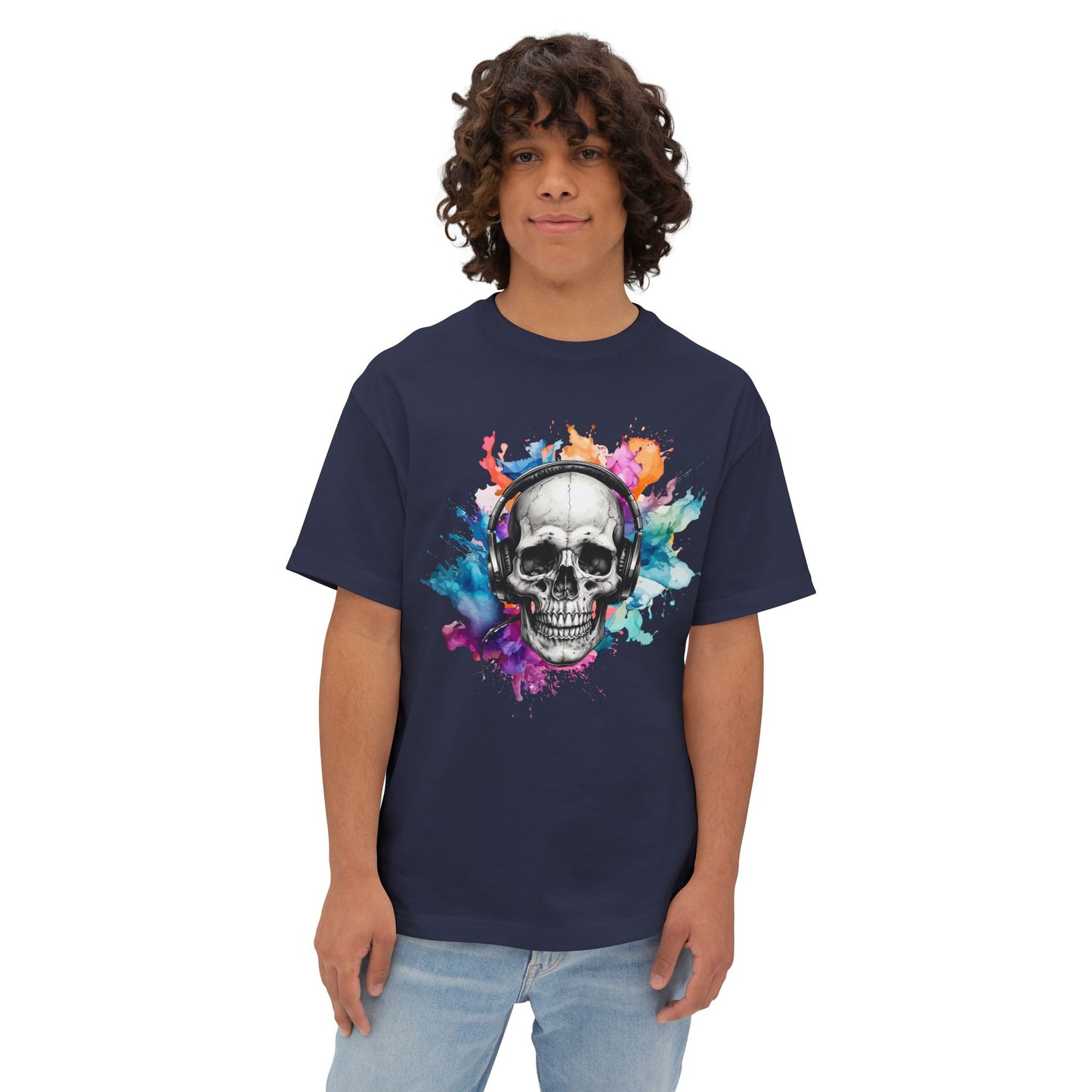 Watercolor Splash Skull Boxy Tee