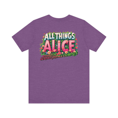 Floral Design Back Print - All Things Alice - Unisex Jersey Short Sleeve Tee