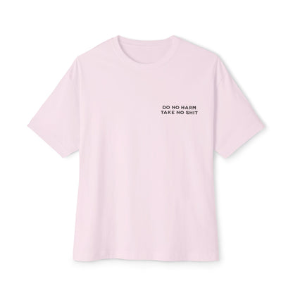 Unisex Oversized Boxy Tee - 'Do No Harm Take No Shit Skull'