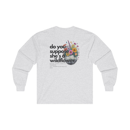 Wildflower Disco Flowers Back Print - Small Left Chest Logo - Long Sleeve Tee - Unisex Ultra Cotton