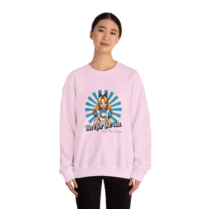 Here for the Tea Front Print - Unisex Heavy Blend™ Crewneck Sweatshirt