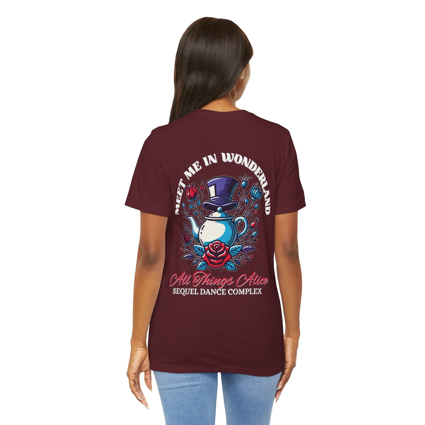 All Things Alice - Meet Me In Wonderland - Left Chest and Back Print - Unisex Jersey Short Sleeve Tee