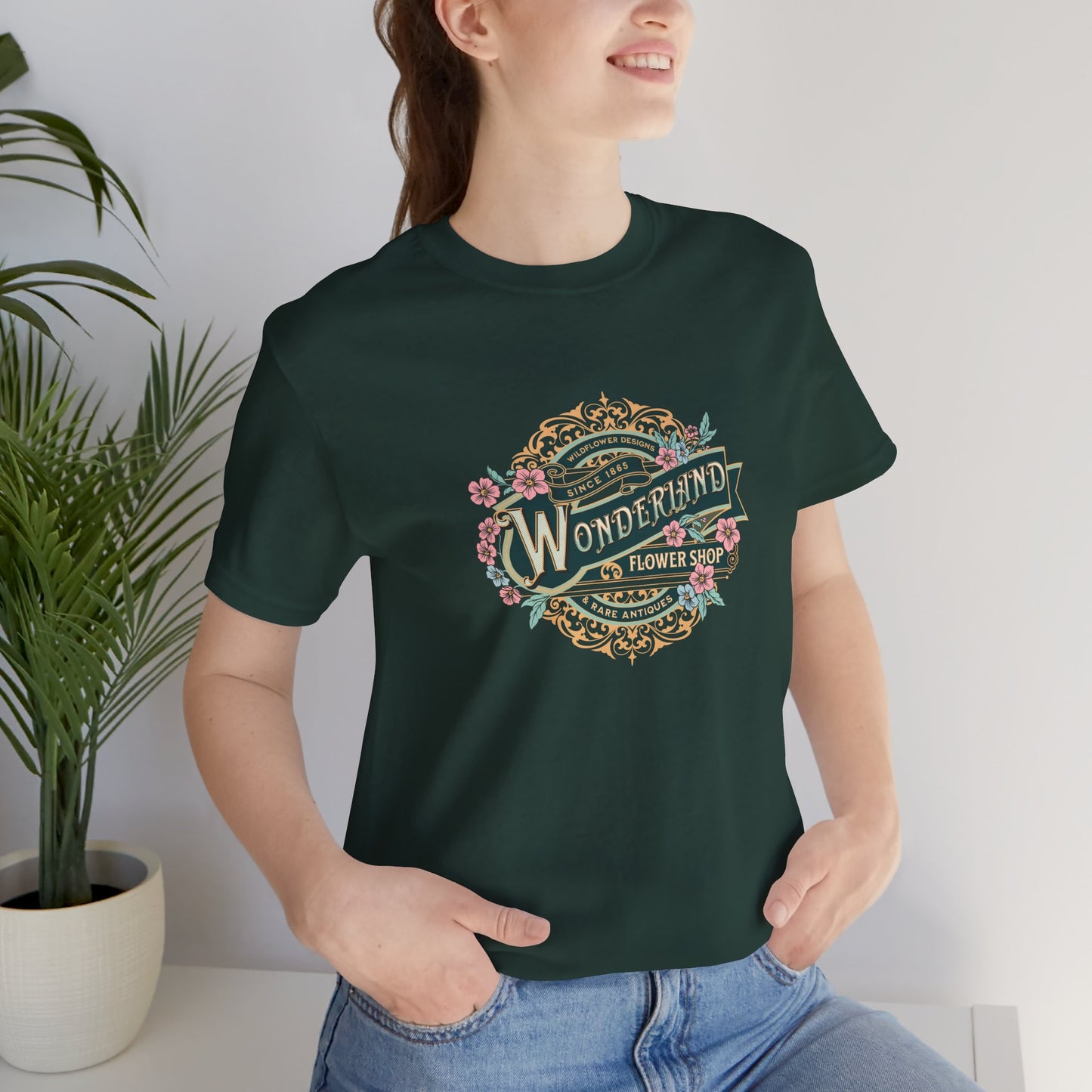 Wonderland Flower Shop - Unisex Jersey Short Sleeve Tee Express Delivery available