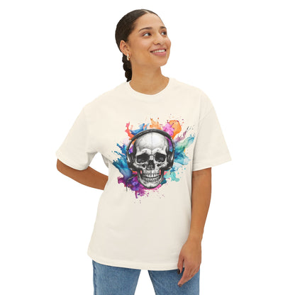 Watercolor Splash Skull Boxy Tee