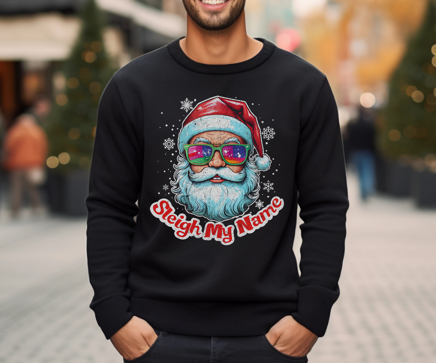 Funny Santa Sleigh My Name Sweatshirt