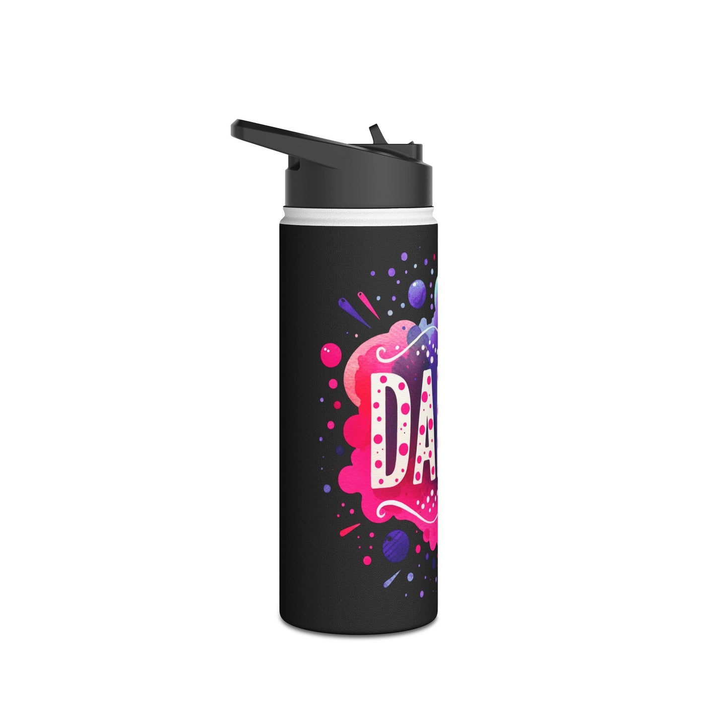 Dance Black Stainless Steel Water Bottle, Standard Lid