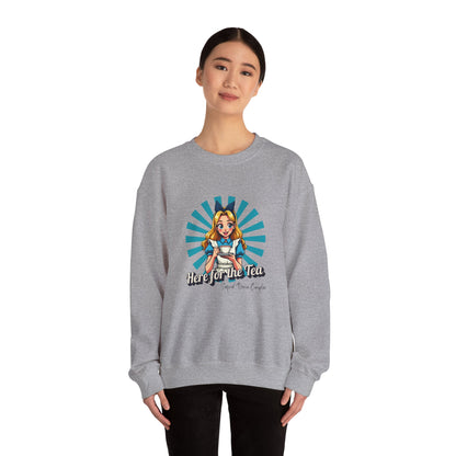 Here for the Tea Front Print - Unisex Heavy Blend™ Crewneck Sweatshirt