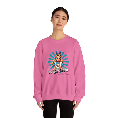 Here for the Tea Front Print - Unisex Heavy Blend™ Crewneck Sweatshirt