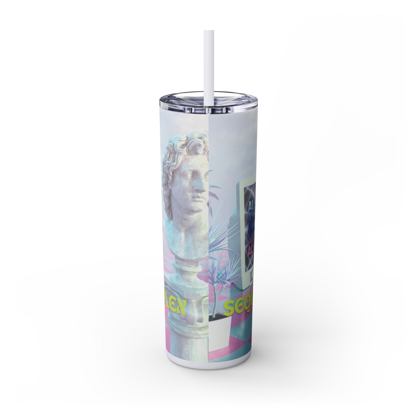 Pastel Dreamy Retro - All Things Alice - Skinny Tumbler with Straw, 20oz