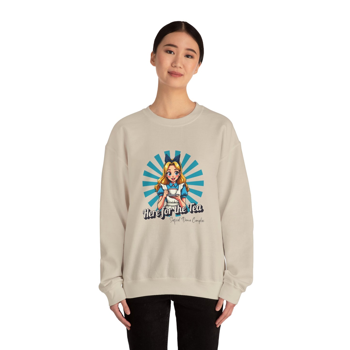 Here for the Tea Front Print - Unisex Heavy Blend™ Crewneck Sweatshirt