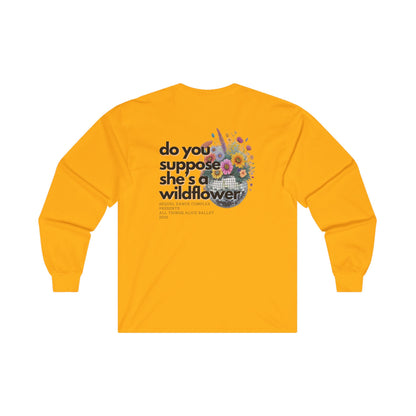 Wildflower Disco Flowers Back Print - Small Left Chest Logo - Long Sleeve Tee - Unisex Ultra Cotton