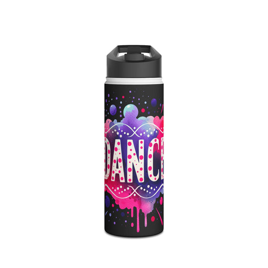 Dance Black Stainless Steel Water Bottle, Standard Lid