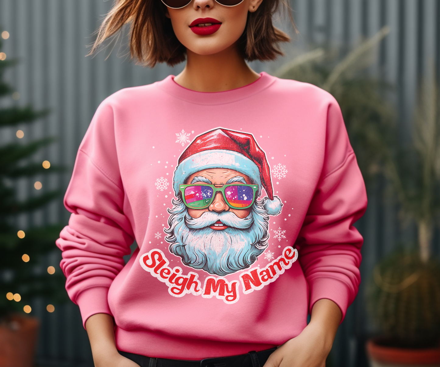 Funny Santa Sleigh My Name Sweatshirt