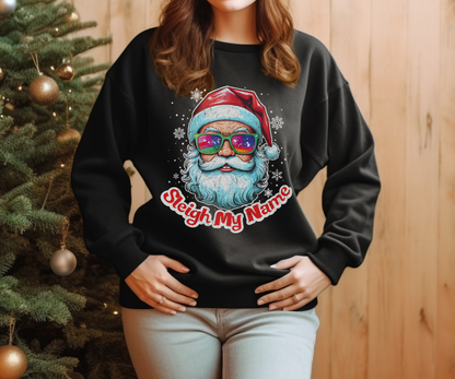 Funny Santa Sleigh My Name Sweatshirt