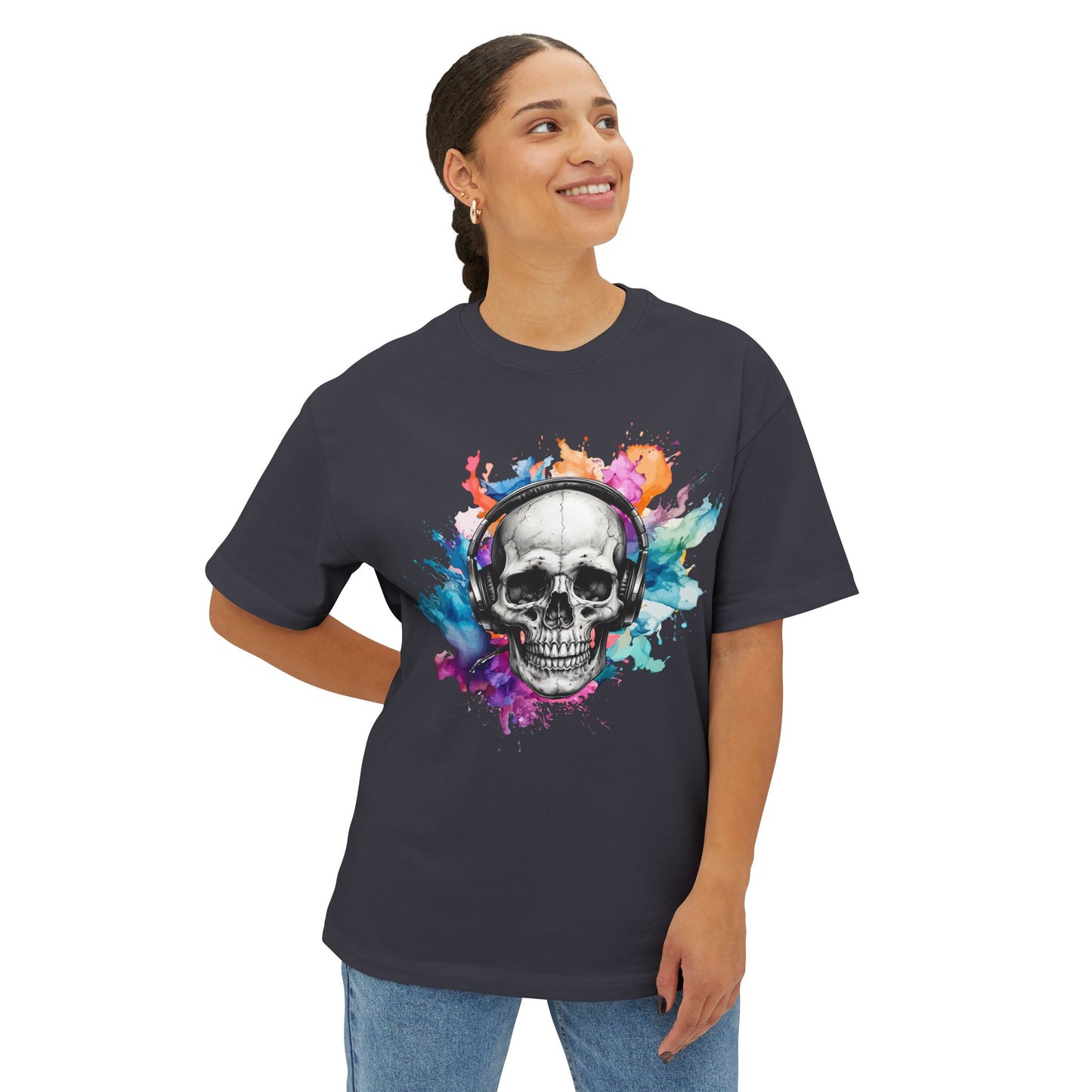 Watercolor Splash Skull Boxy Tee