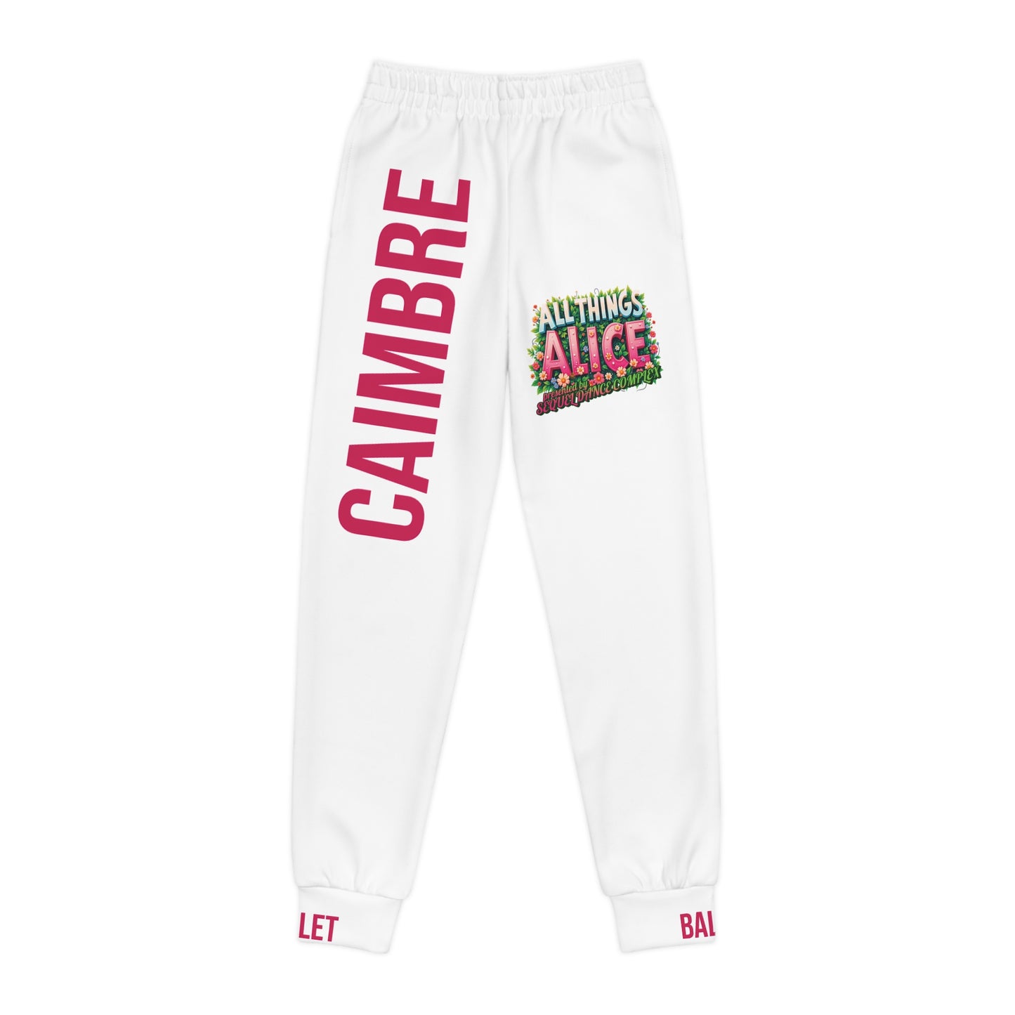 Personalized All Things Alice - Youth White Ballet Joggers