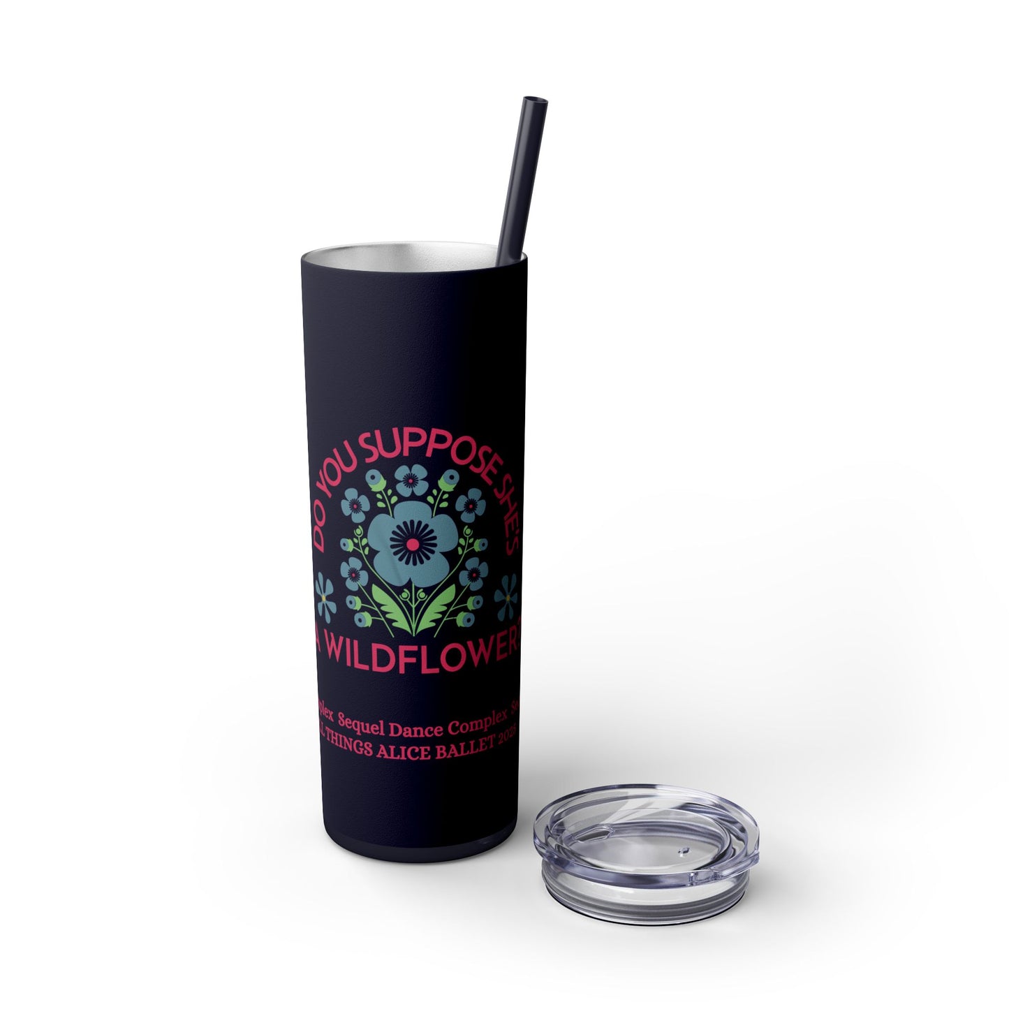 Blue Wildflower - All Things Alice - Skinny Tumbler with Straw, 20oz