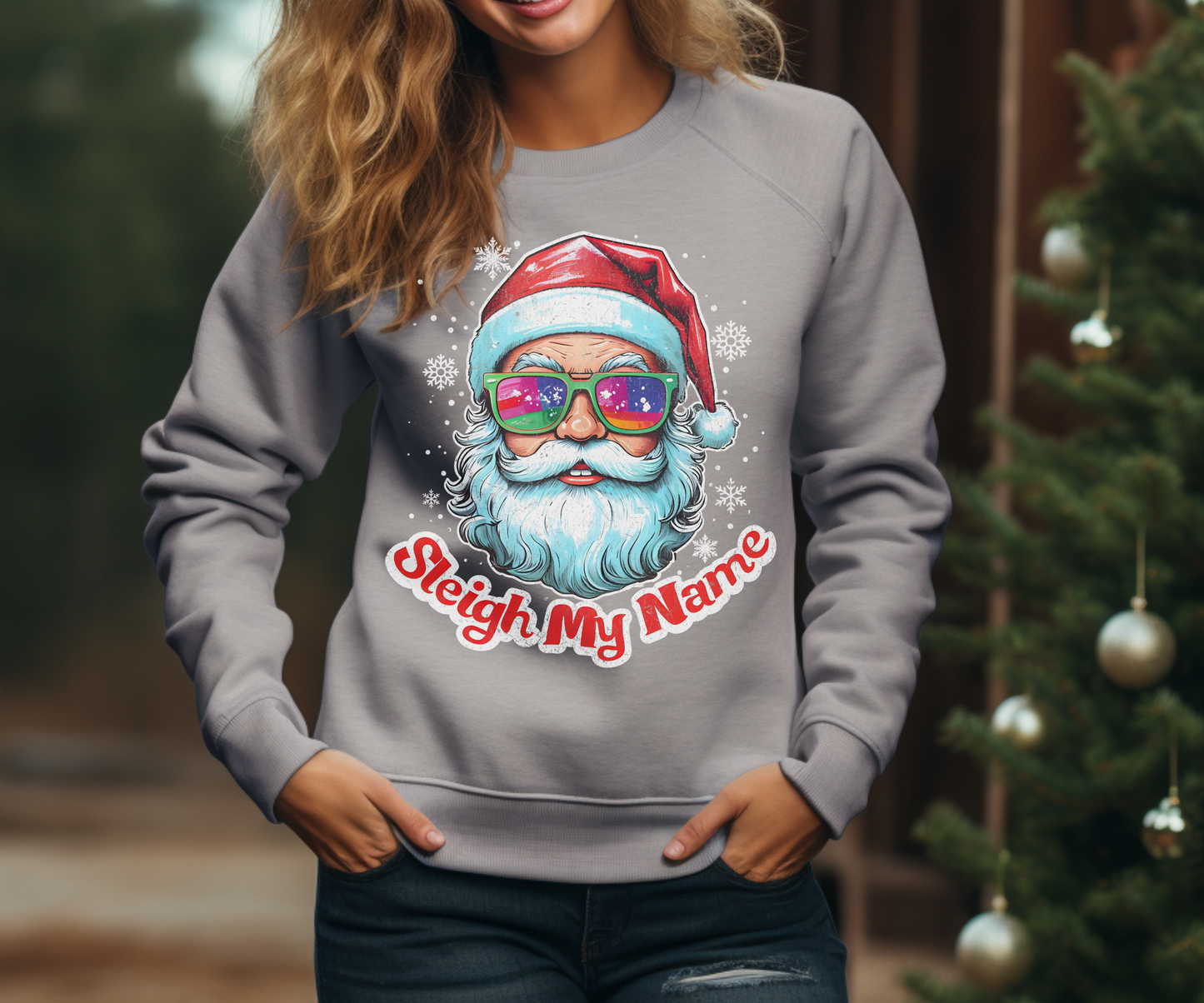 Funny Santa Sleigh My Name Sweatshirt