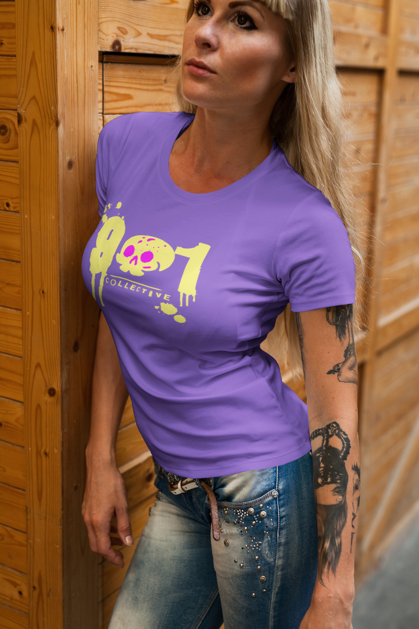 trendy urban grafitti t-shirt featuring 901 Collective name with numbers in dripping graffiti effect and a skull with pink eyes for the 0